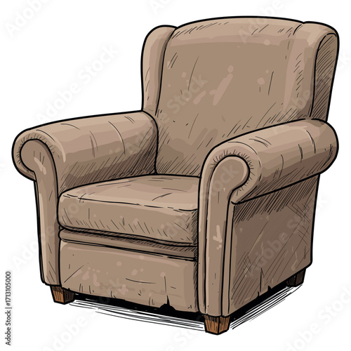 Cozy armchair for relaxing spaces living room furniture illustration home environment comfort concept. Vector illustration