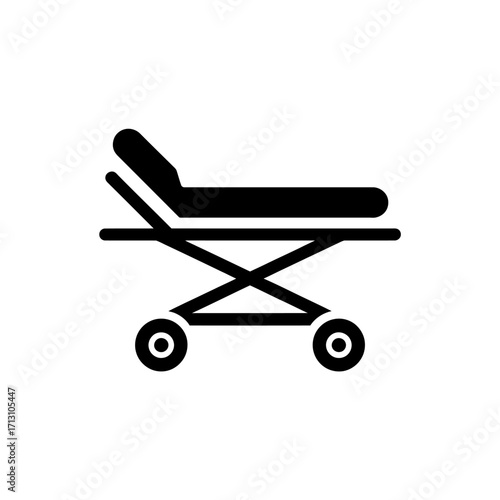 Simple icon of a medical stretcher bed with wheels hospital equipment graphic symbol vector