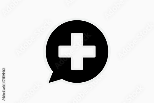 Modern healthcare communication icon symbol medical plus sign in speech bubble vector