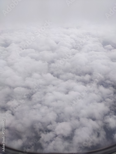 clouds in the sky through the airplain  window 
