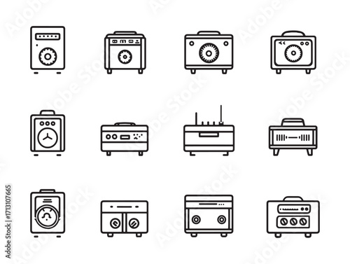 Amplifier ultra minimalist audio line art