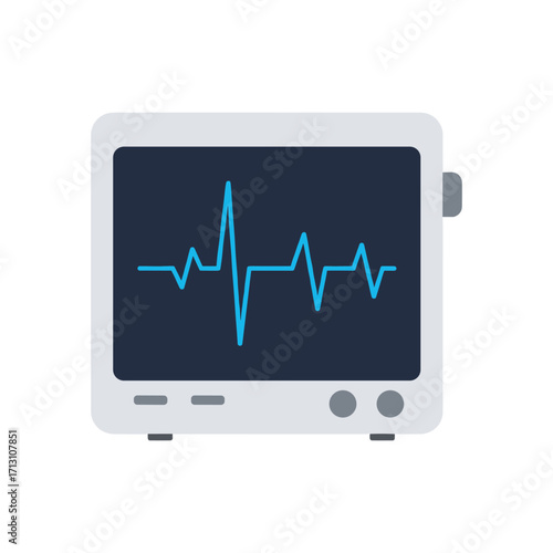 Patient monitoring system hospital room graphic illustration medical environment front view healthcare technology. Vector illustration
