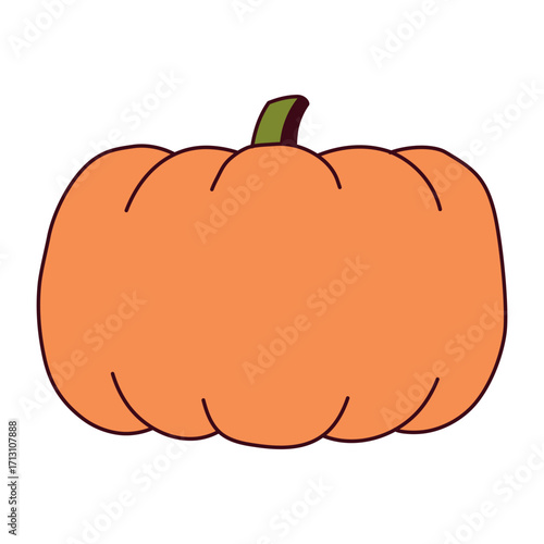 Pumpkin, squash, autumn vegetable isolated on transparent. Hand drawn vector illustration. Line art design. Halloween, Thanksgiving, harvest festival traditional holiday element, seasonal clip art