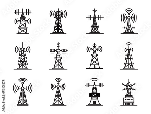 Antenna ultra minimalist communication line art