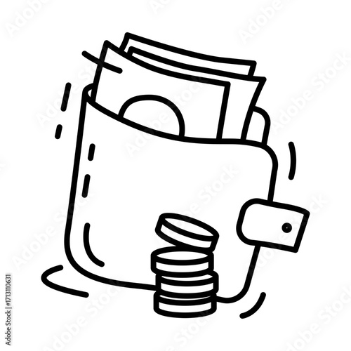 hand drawing outline wallet