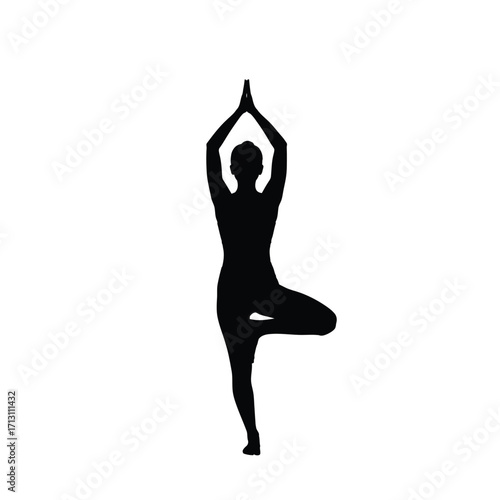 A graceful yoga pose is captured in a striking black silhouette