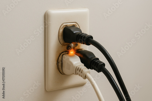 Unplug electrical safety extension cord risk burnt outlet warning sparks charred plug