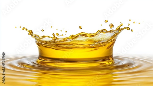 Golden Crown Splash: A captivating close-up showcases a vibrant golden liquid gracefully forming a crown-like splash, creating a mesmerizing spectacle of liquid dynamics. 