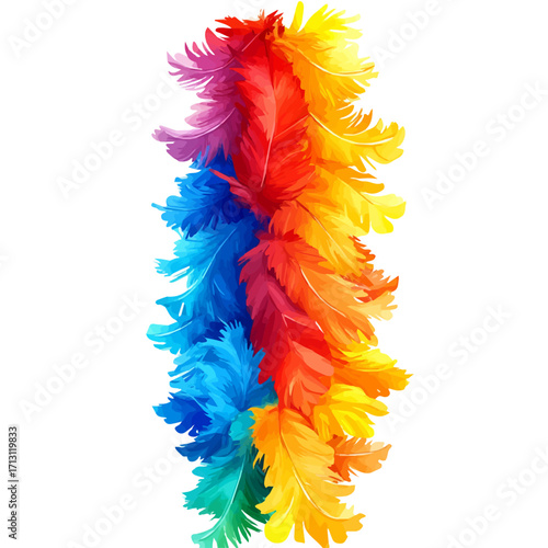 Feather Boa, watercolor vector, isolated on a white background.
