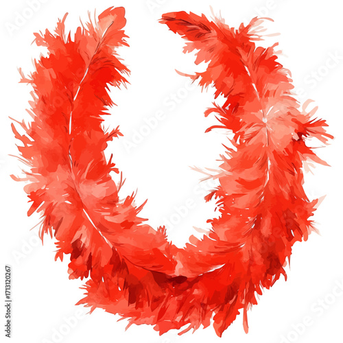 Feather Boa, watercolor clipart vector, isolated on a white background.
