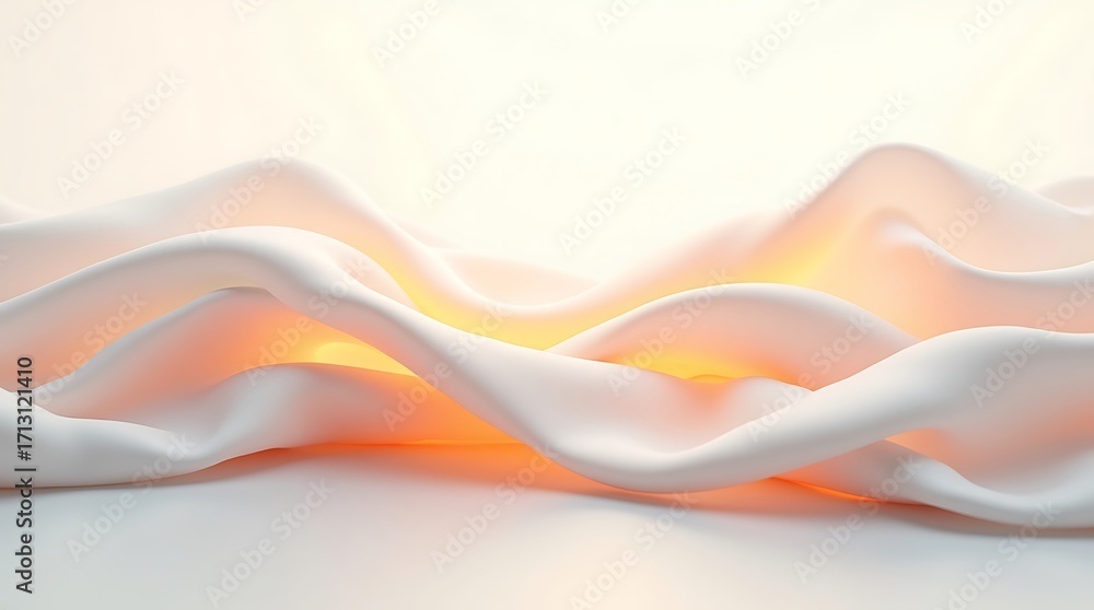 Naklejka premium Abstract Flowing Fabric with Orange and White Gradient