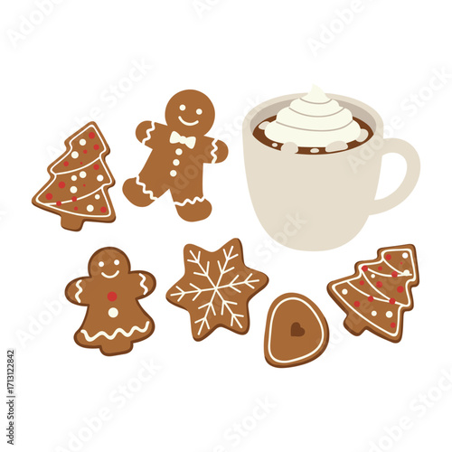 Festive cookie decoration event cozy kitchen digital illustration winter wonderland eye-level view holiday cheer. Vector illustration