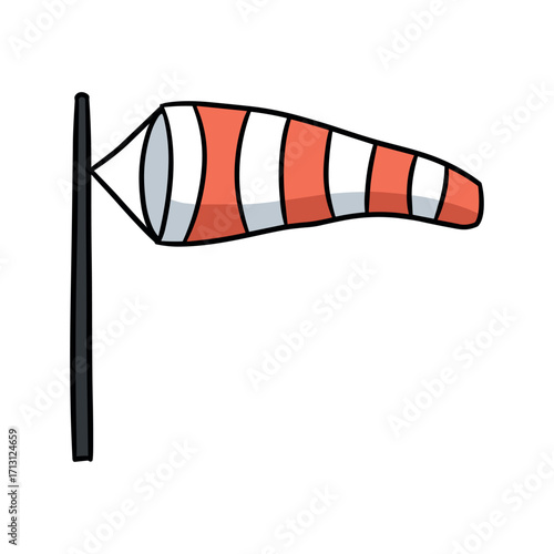 Windy day action colorful windsock flying high outdoor event clear sky aerial view motion concept. Vector illustration