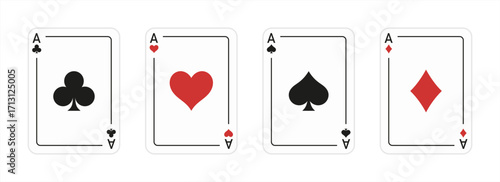 Four playing cards. Playing card suits icon set. Vector isolated on white. Vector 10 eps.