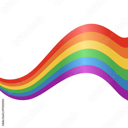 Waving rainbow LGBT flag isolated on png or transparent background, Symbol of LGBT gay pride, vector 10 eps.