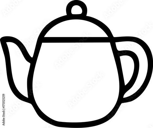 Simple Black and White Teapot Icon.