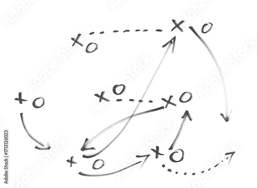 Photography Hand draw strategy game plan for football, basketball, handball, sketched black