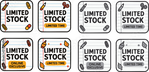 Limited Stock Promotion Stickers with Various Offers.