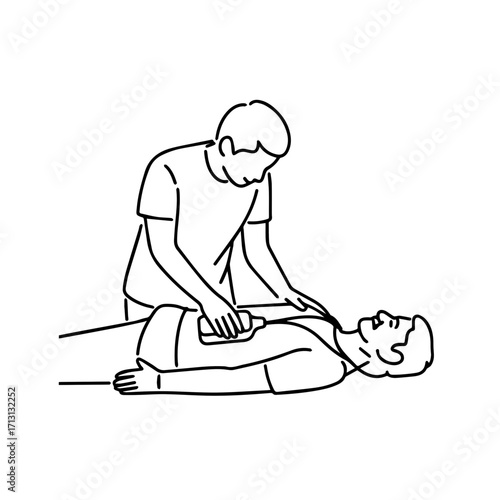 Lifesaving CPR: Performing Chest Compressions on a Person During Emergency First Aid, Demonstrating the Technique and Providing Medical Assistance