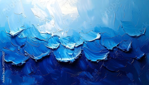 Abstract painting of textured waves