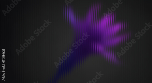 Purple flower with a vertical ribbed texture, futuristic magical bloom on a dark background, for web, banner, fantasy, technology.