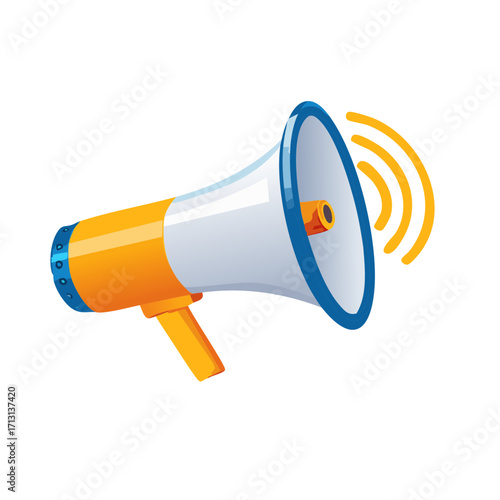 Vector Megaphone with Sound Waves Illustration Loud Announcement Communication