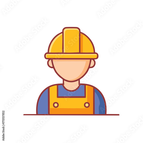 Professional worker wearing yellow hard hat and uniform safety gear flat design illustration