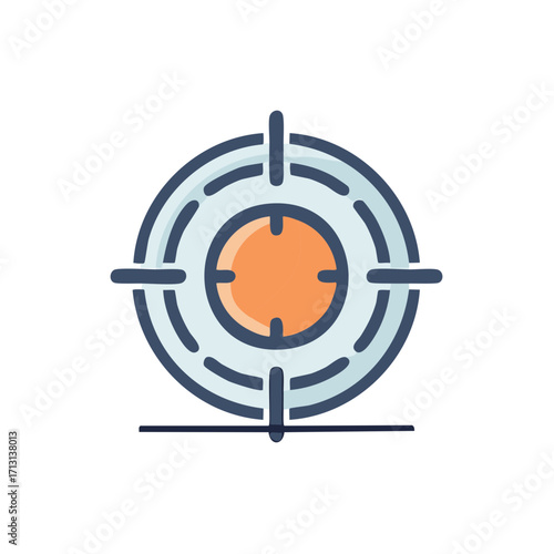 Blue and orange target icon representing business goals aim focus and precision strategy
