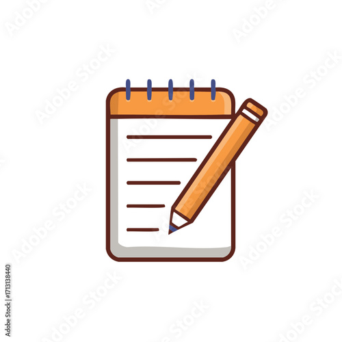 Illustration of a notepad and pencil for writing or note taking