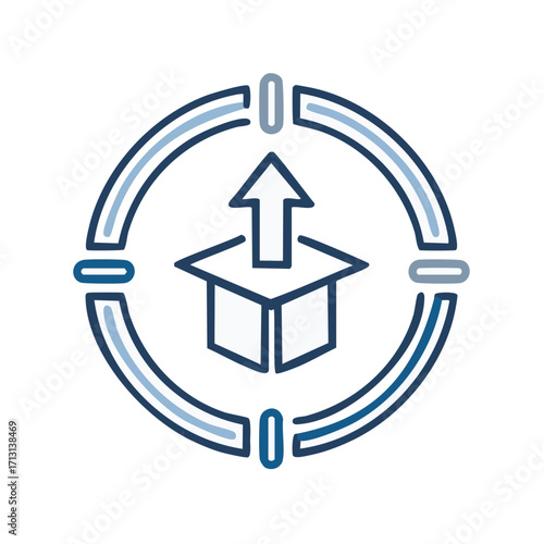 Box Arrow Upward Illustration: Unboxing, Upload, Growth, Delivery Concept