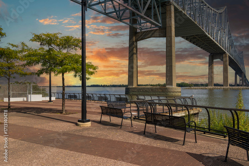 Canvas Print The Commodore Barry Bridge over the Delaware River at Subaru Park in Chester Pen
