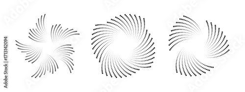 Black dotted circular sound wave pattern. Abstract radial equalizer for music visualization, audio spectrum, or digital radar design. Vector illustration.