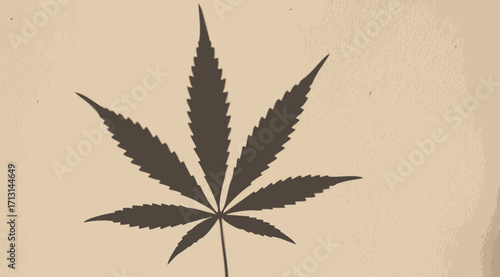 Elegant Marijuana Leaf Silhouette on a Textured Parchment Background