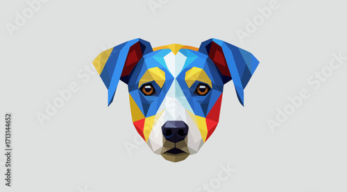 Colorful Low-Poly Geometric Portrait of a Dog