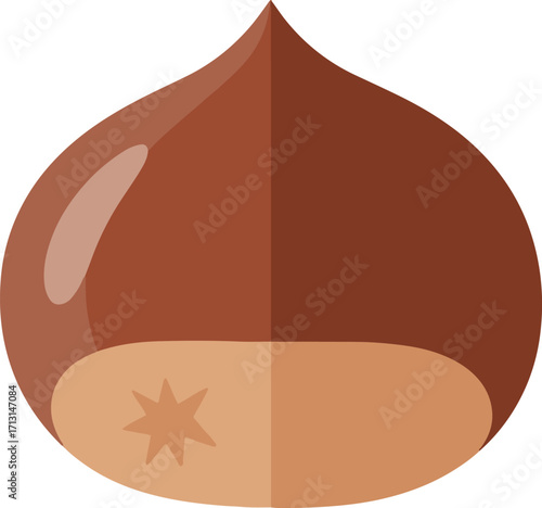 A detailed pixel art illustration of a single roasted chestnut, showcasing its rich brown color