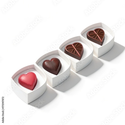 Heart shaped chocolate isolated on white background for valentines day