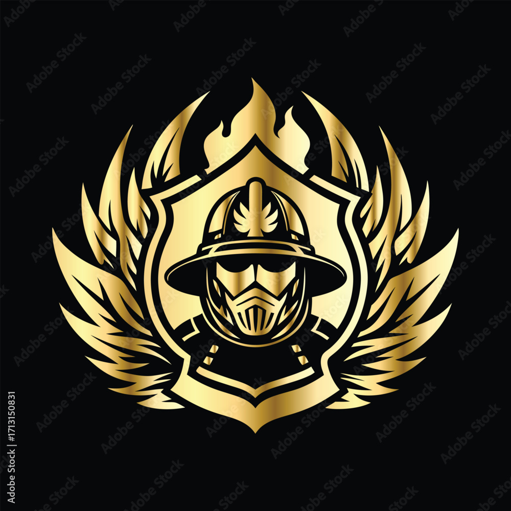 Obraz premium Firefighter Mascot Logo Cartoon Illustration - Creative Vector Design for Firefighting Themed Logos
