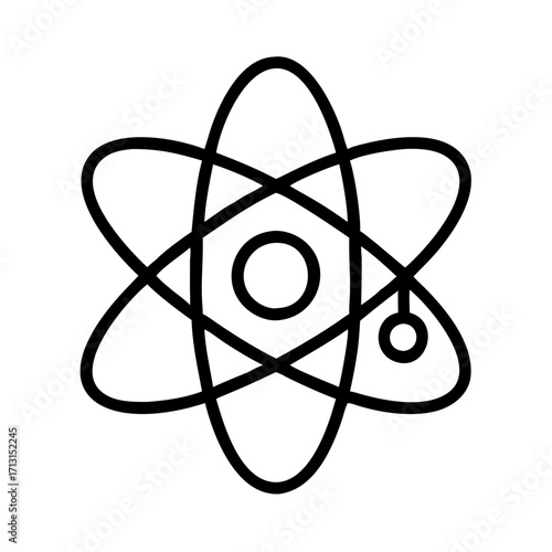 Atom icon science symbol physics chemistry nuclear energy model structure education vector design