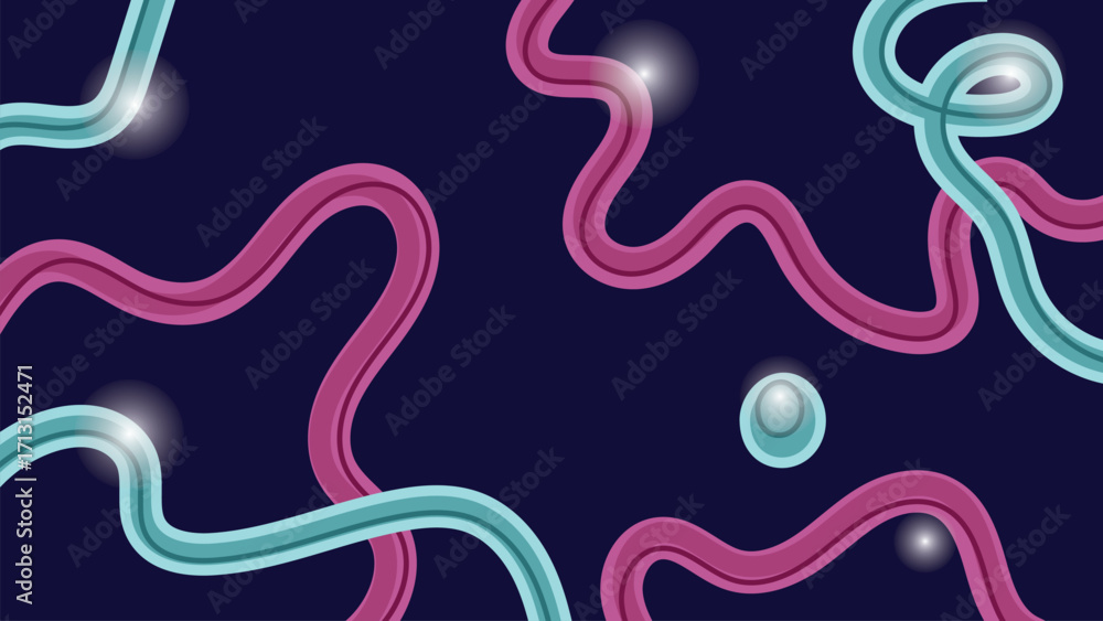 Fototapeta premium Abstract Neon Wavy Lines in Pink and Cyan with Glow Effect on Dark Background for Modern Wallpaper