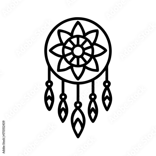 Dreamcatcher vector icon illustration native american indian dream catcher boho style art design