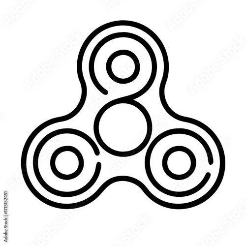 Outline fidget spinner toy vector illustration for stress relief and concentration design element