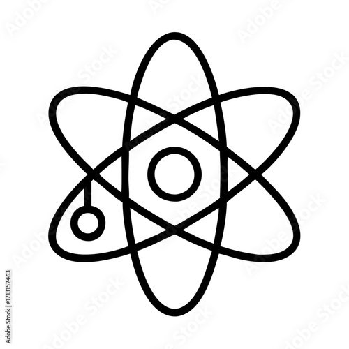 Atom icon vector illustration representing science physics and chemistry education research and technology