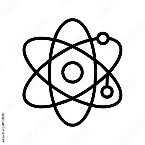 Atom symbol science icon vector illustration representing physics chemistry and nuclear energy research