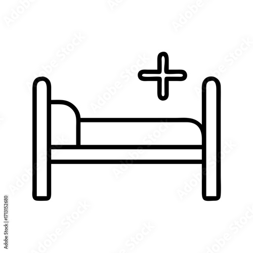 Hospital bed icon medical care healthcare patient treatment clinic recovery assistance sick 90