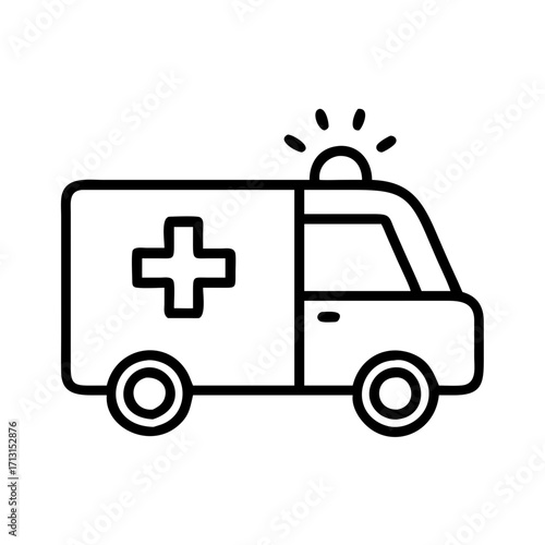 Ambulance vector icon emergency medical service vehicle healthcare transport outline symbol design