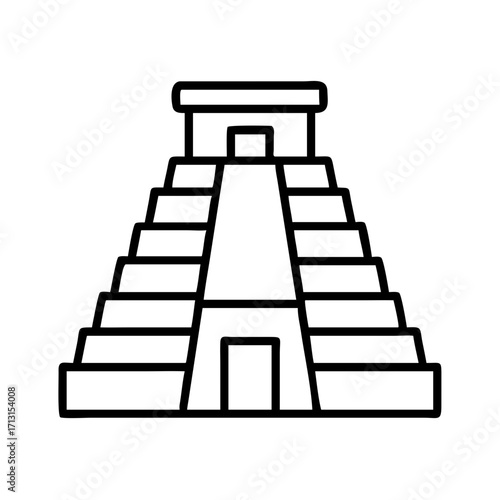 Vector graphic of mayan pyramid chichen itza outline drawing ancient civilization architecture icon