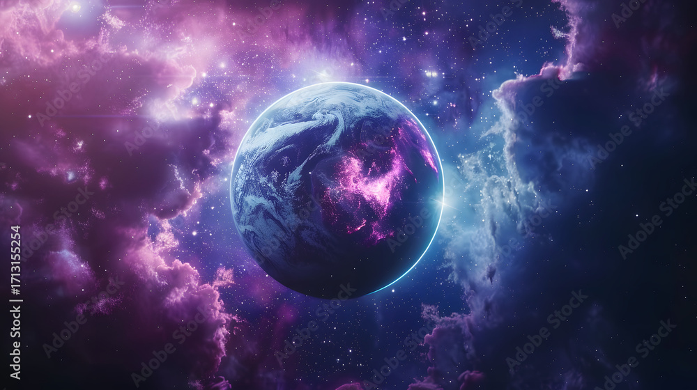 Obraz premium Surreal glowing planet in deep space 