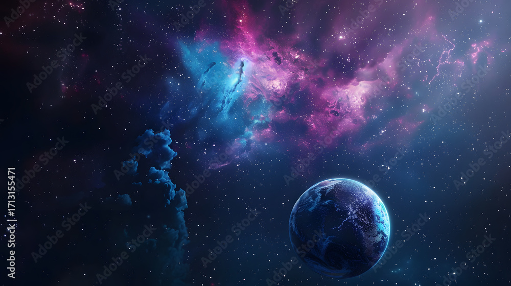 Obraz premium Surreal glowing planet in deep space 
