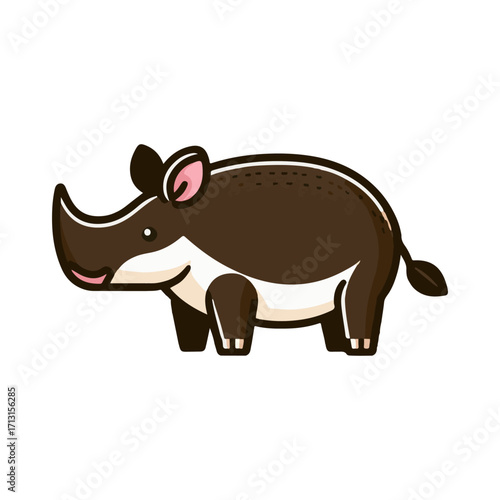 Cute Vector Illustration of a Tapir