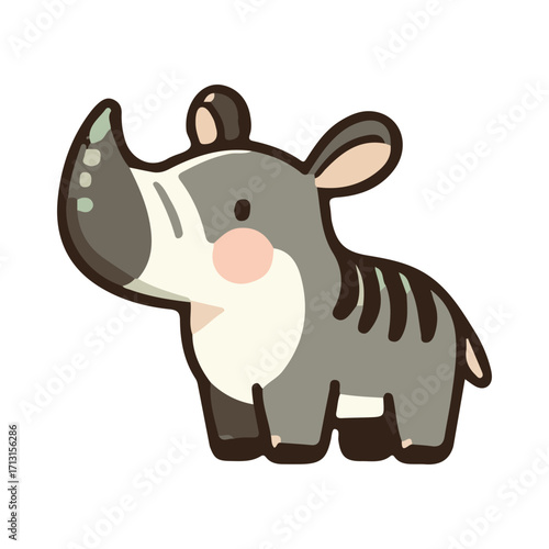 Cute Vector Illustration of a Tapir